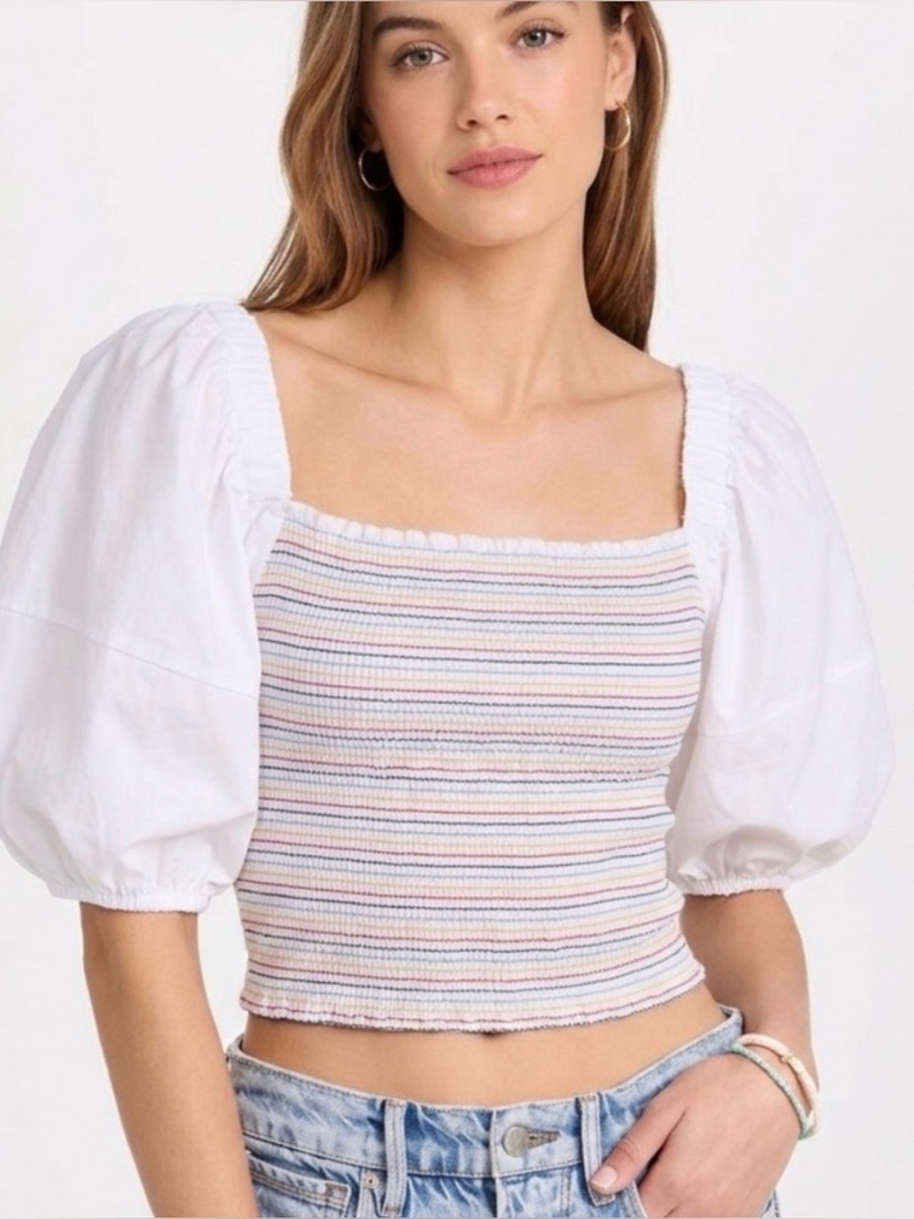 Sokie Collective Puff Sleeve Smocked Top NWT Size Small🌸🌺